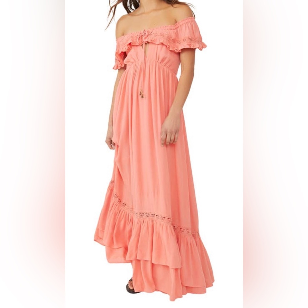 Free people Moon light ocean Maxi Dress.  Burnt Coral